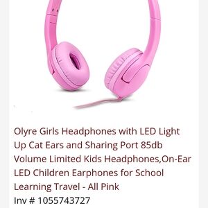 Olyre Pink LED Cat Ear Headphones